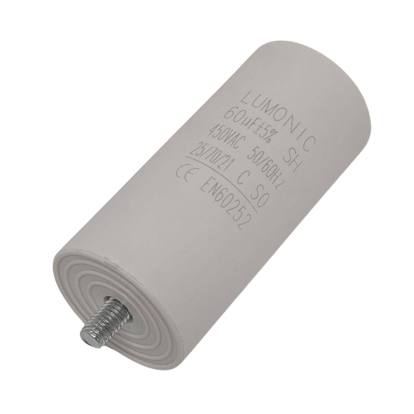 Anlaufkondensator 60µF 450V mit Stecker 6,3x0,8mm 45x100mm 60uF Motorkondensator mit Kunststoffgehäuse