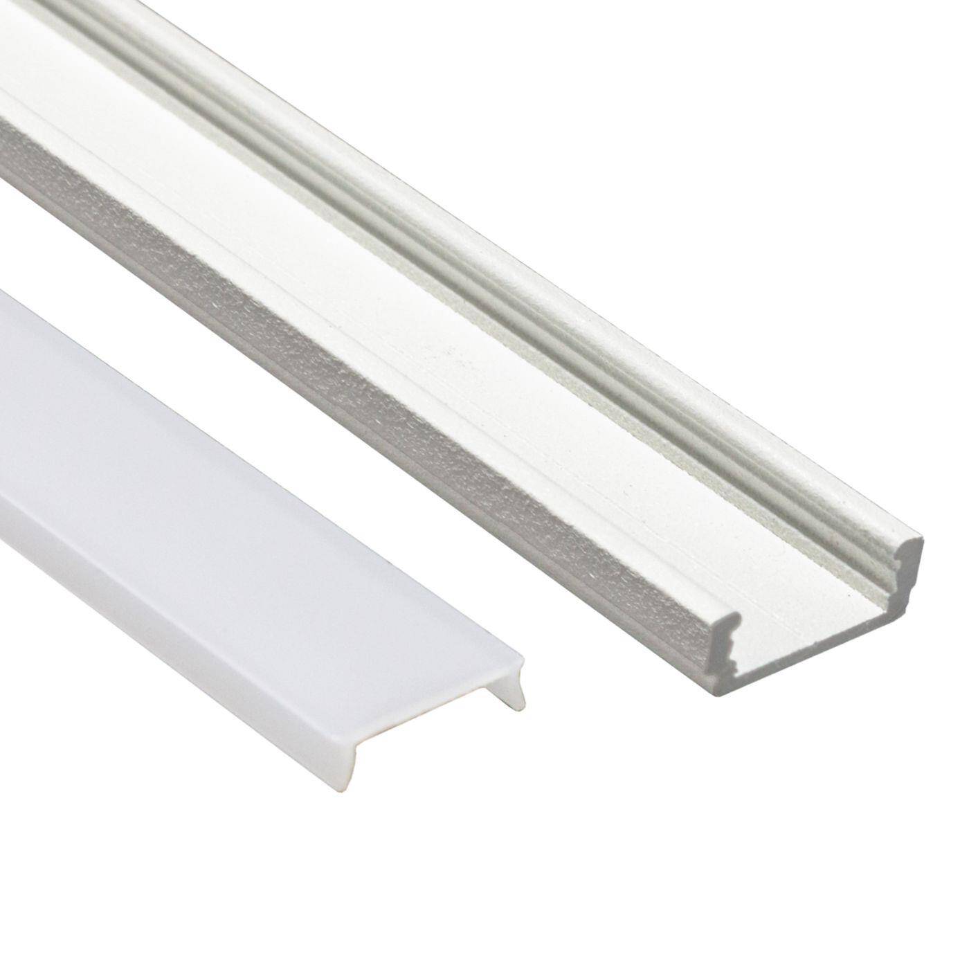 LED Aufbau Profil Set 6m Alu Weiß matte Abdeckung + Zubehör 12mm Streifen