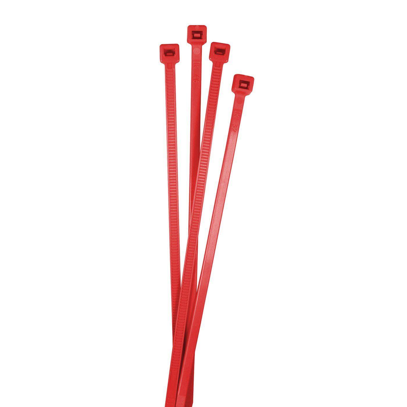 100x Cable tie 370 x 4,8mm Red 22,2kg PA6.6 Polyamide Industrial quality