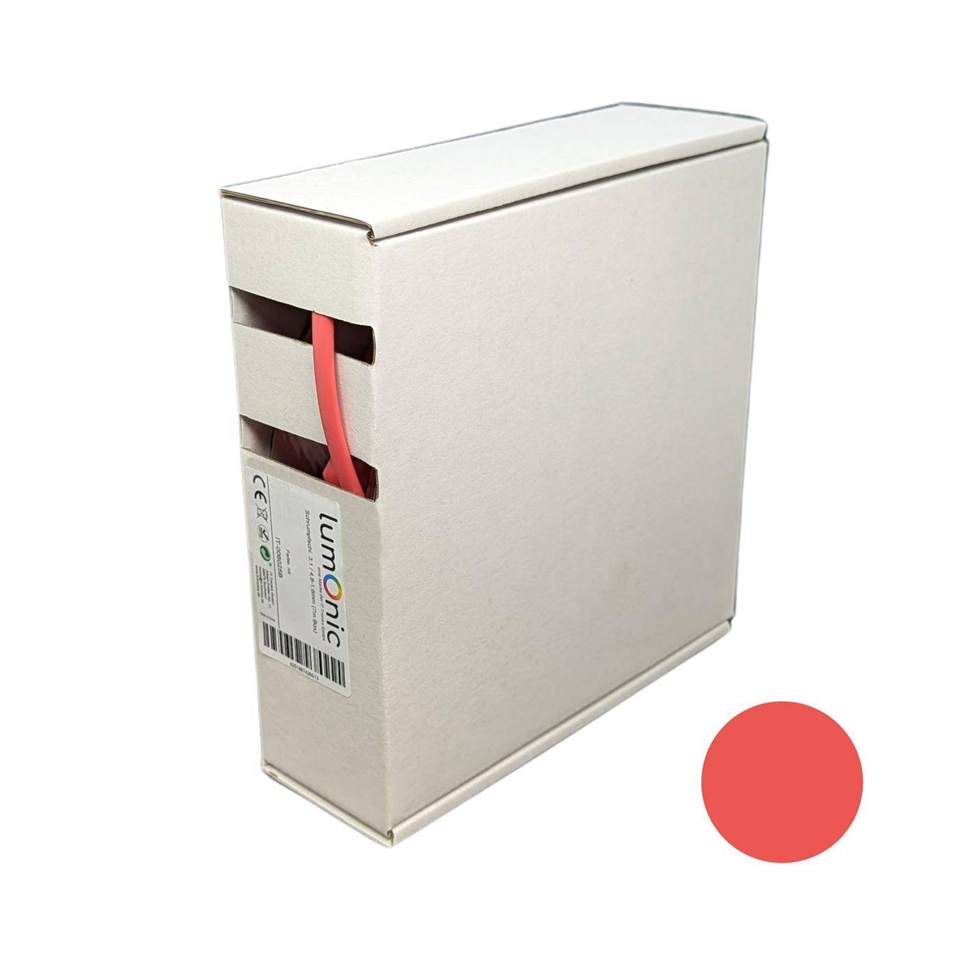 7m Heat shrink tubing Box 3:1 4,8 -> 1,6mm Red Flexible