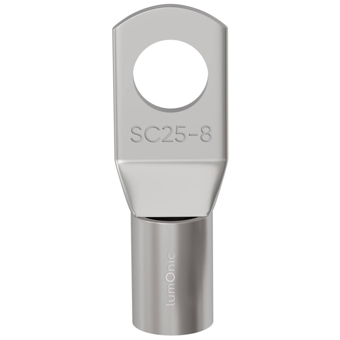 10x Rohrkabelschuh blank 25mm² Lochdurchmesser M8 SC25-8 Ringzunge Kupfer verzinnt