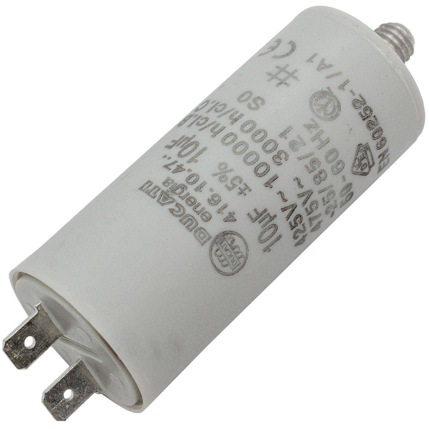 Lumonic Anlaufkondensator 416.10.47 A inkl. Stecker 6,3x0,8mm | Motorkondensator 10µF 425V 30x70mm I Kondensator im isolierten Kunststoffgehäuse
