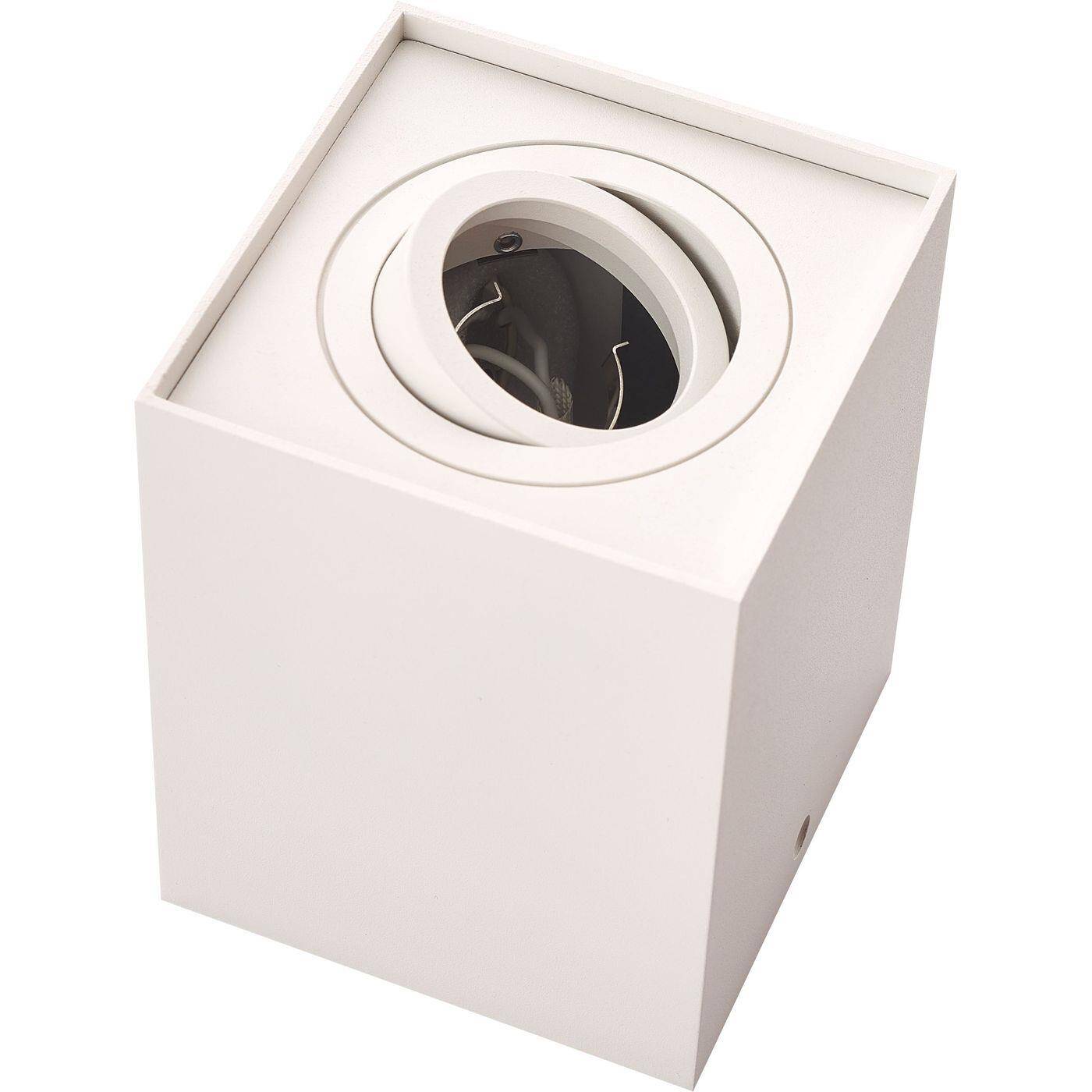 LED Surface mount frame Square 98x98x125mm White Aluminium Swivelling Spot GU10 MR16