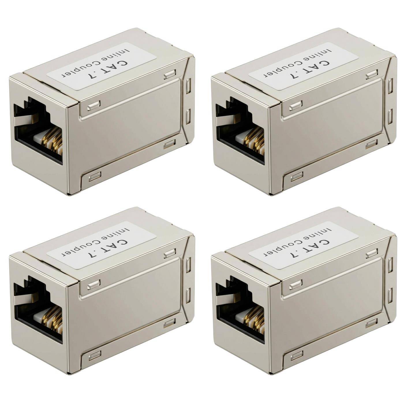 4er Set RJ45 Kupplung CAT7, 10Gbit/s, geschirmt, Netzwerk Verlängerung, PoE, Metallgehäuse, Ethernet Verbinder