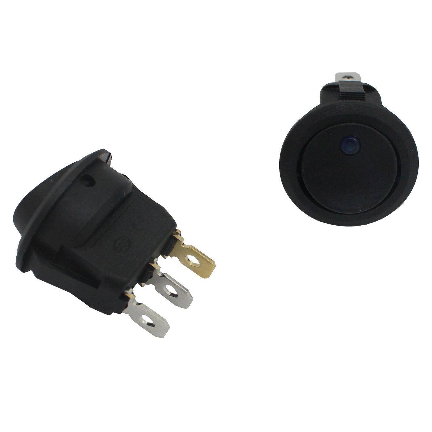 5x Off switch 1pole 12V 16A d=23mm Black Rocker switch