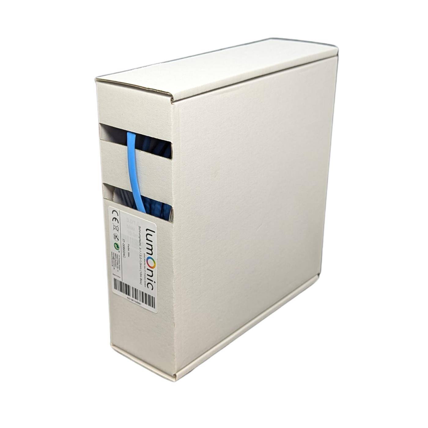 Lumonic 10m Schrumpfschlauch Box 3:1 Blau - Hier von: 3mm auf 1mm - Dickwandiger Schrumfpschlauch in verschiedenen Größen