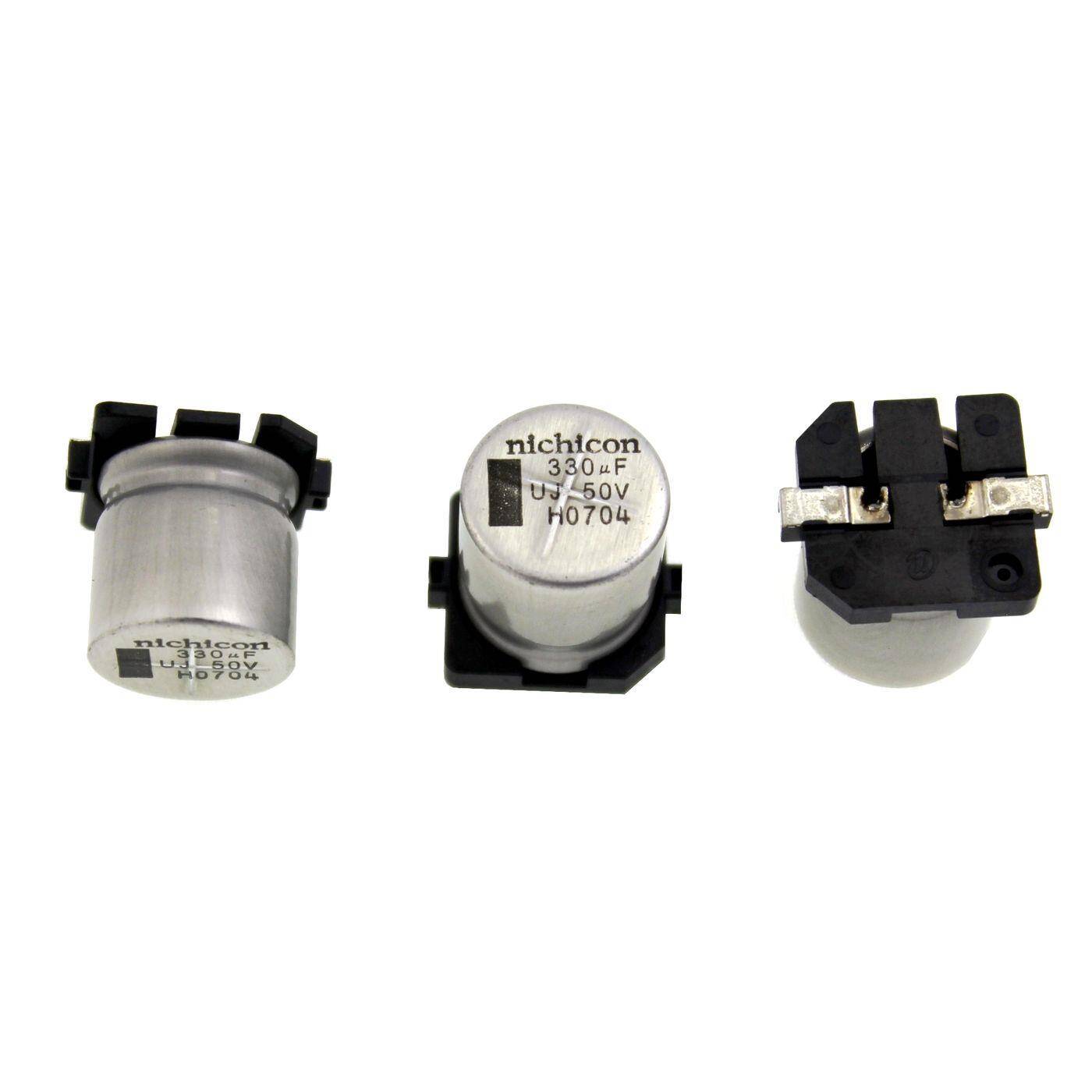 SMD Elko Kondensator 330µF 50V | Elektrolytkondensator bis zu einer Temperatur von 105°C | 14x14mm | 330uF UUJ1H331MNR Nichicon