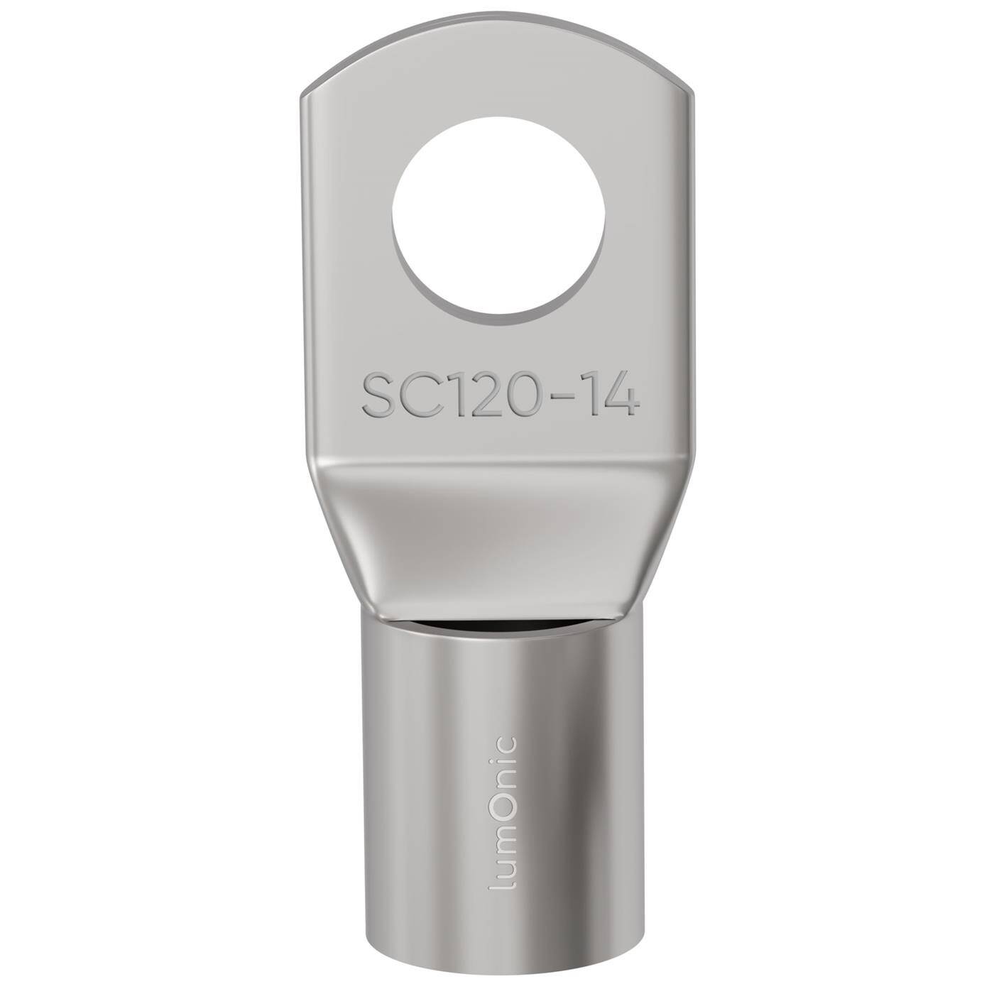 Lumonic 1x Tubular cable lug 120mm² blank | M14 | Tinned copper | Cable connection without soldering | SC120-14, Crimp cable lug, crimp connector | Motor vehicle, mechanical engineering, motorhome, battery