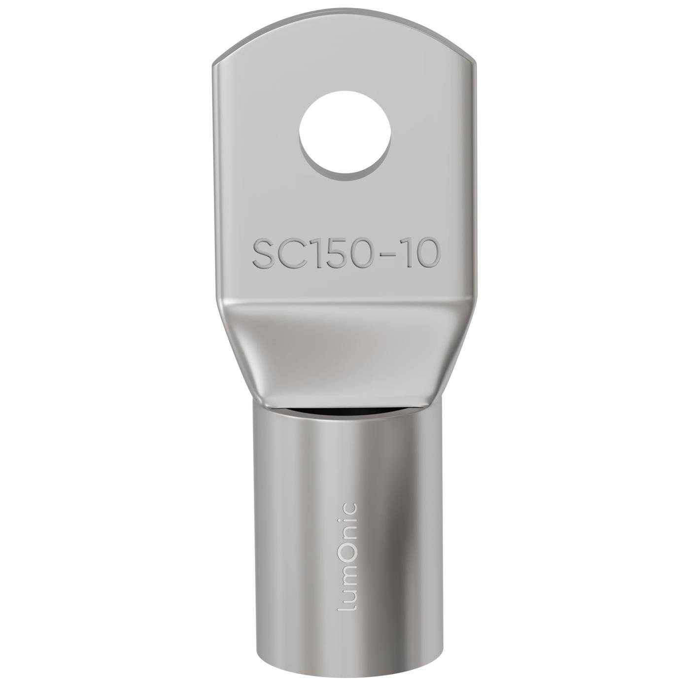 Lumonic 1x Rohrkabelschuh 150mm² blank | M10 | Kupfer verzinnt | Kabelverbindung ohne Löten | SC150-10, Crimp-Kabelschuh, Quetschverbinder | KFZ, Maschinenbau, Wohnmobil, Batterie