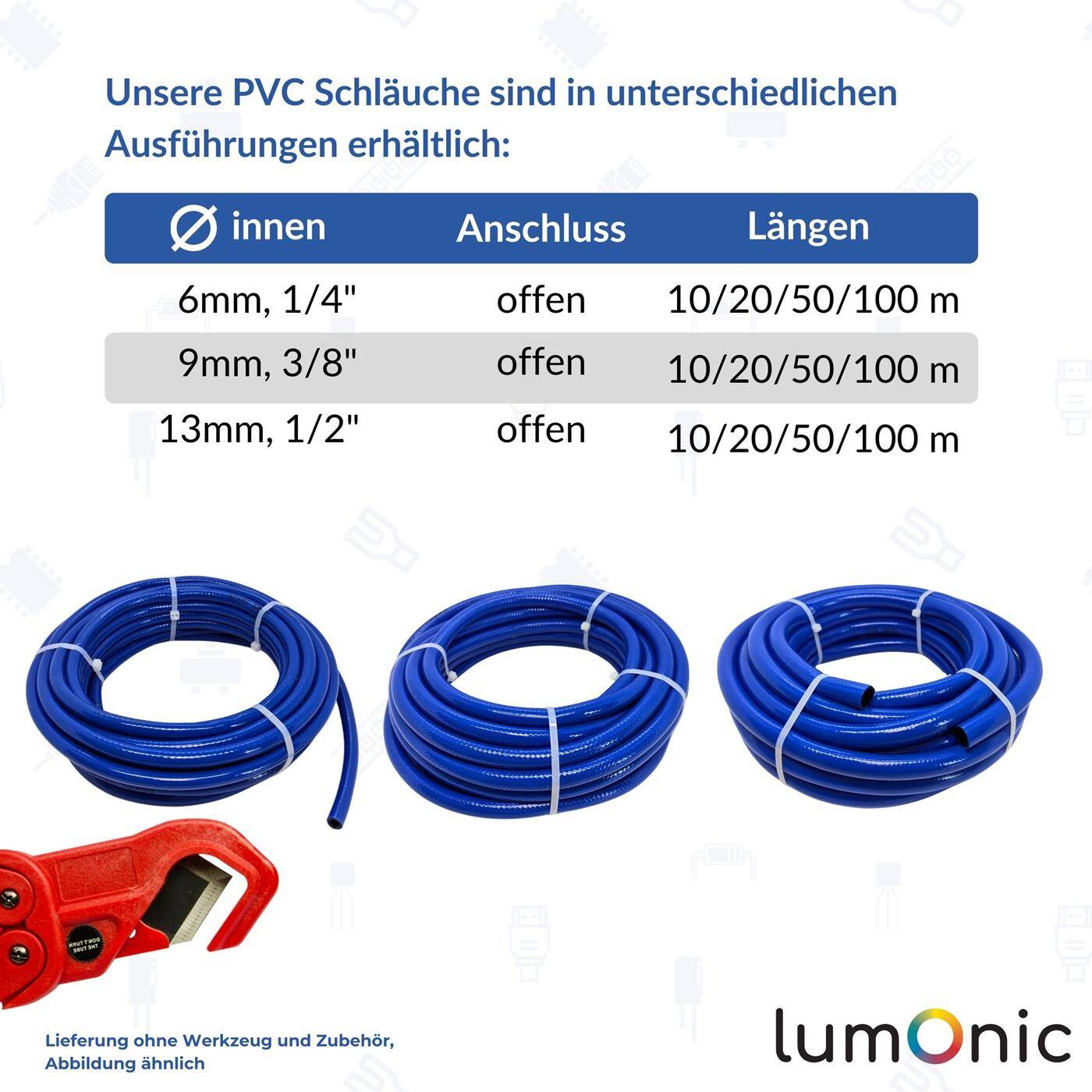 10m Druckluftschlauch 9mm Druckluft & Bewässerung Wasserschlauch PVC Schlauch bis 20 bar flexibel, abriebfest und gewebeverstärkt 10m Druckluftschlauch 9mm Druckluft & Bewässerung Wasserschlauch PVC Schlauch bis 20 bar flexibel, abriebfest und gewebeverstärkt