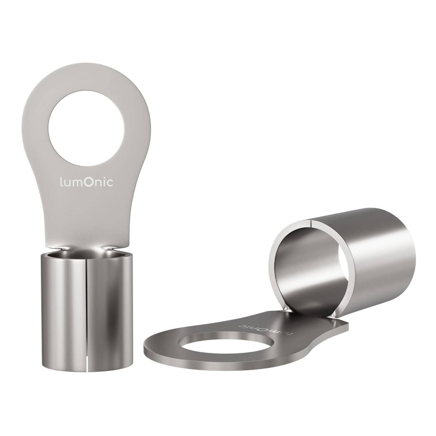 Lumonic 10x Ringkabelschuh 50-70mm² blank | M12 | Kupfer verzinnt | sichere Kabelverbindung ohne Löten | Crimp-Kabelschuh unisoliert | KFZ, Maschinenbau, Wohnmobil, Batterie