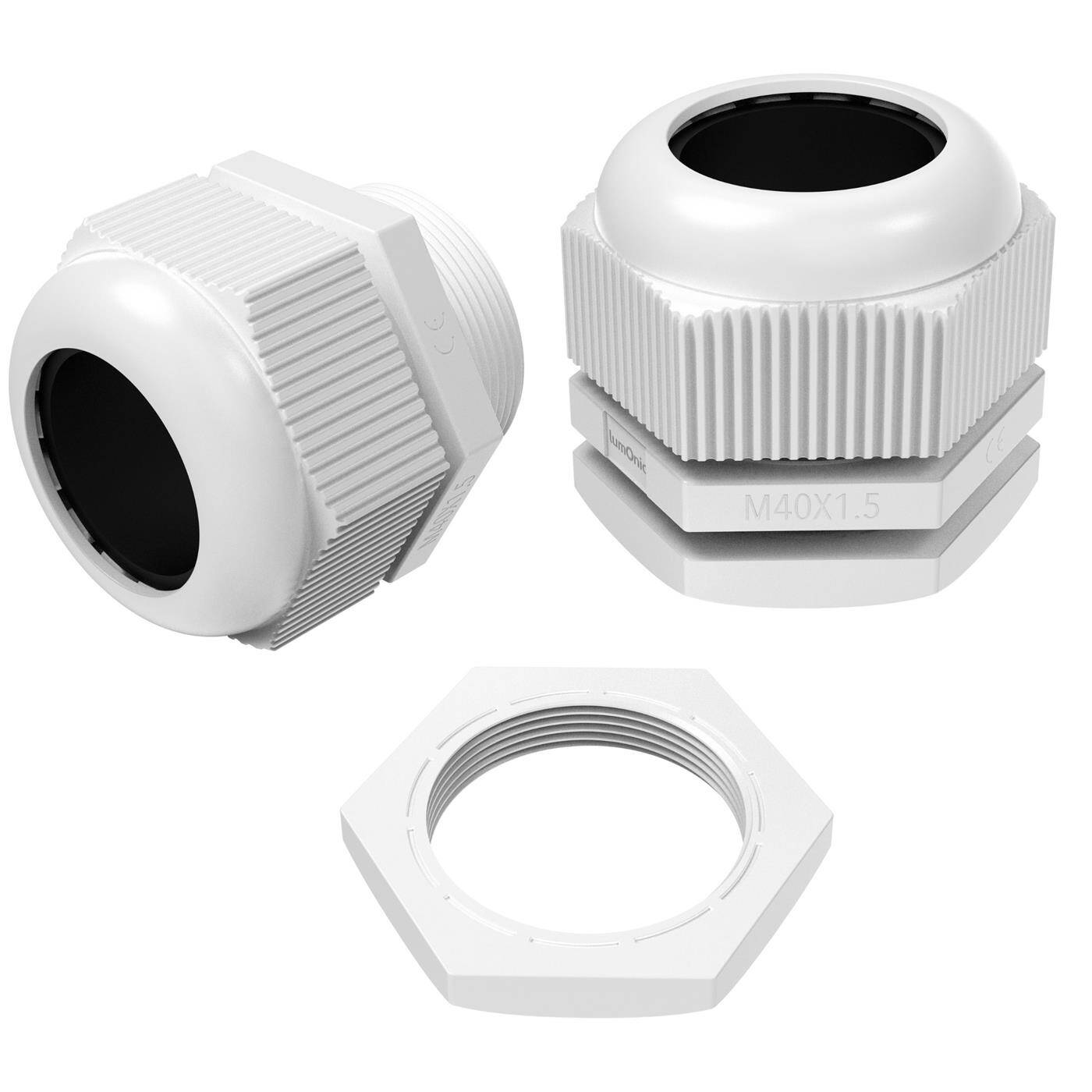 Lumonic 2x Kabelverschraubung M40 PG36 IP67 metrisch d22-32mm I Kabeldurchführung wasserdicht in grau I Verschraubungen, Schlauchdurchführung M40 PG36