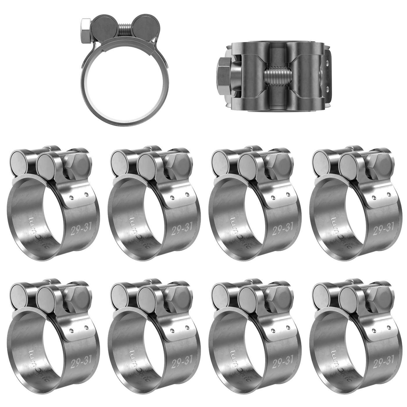10x Lumonic Gelenkbolzenschelle Edelstahl 29-31mm V2A Auspuffschelle für Bau PKW LKW