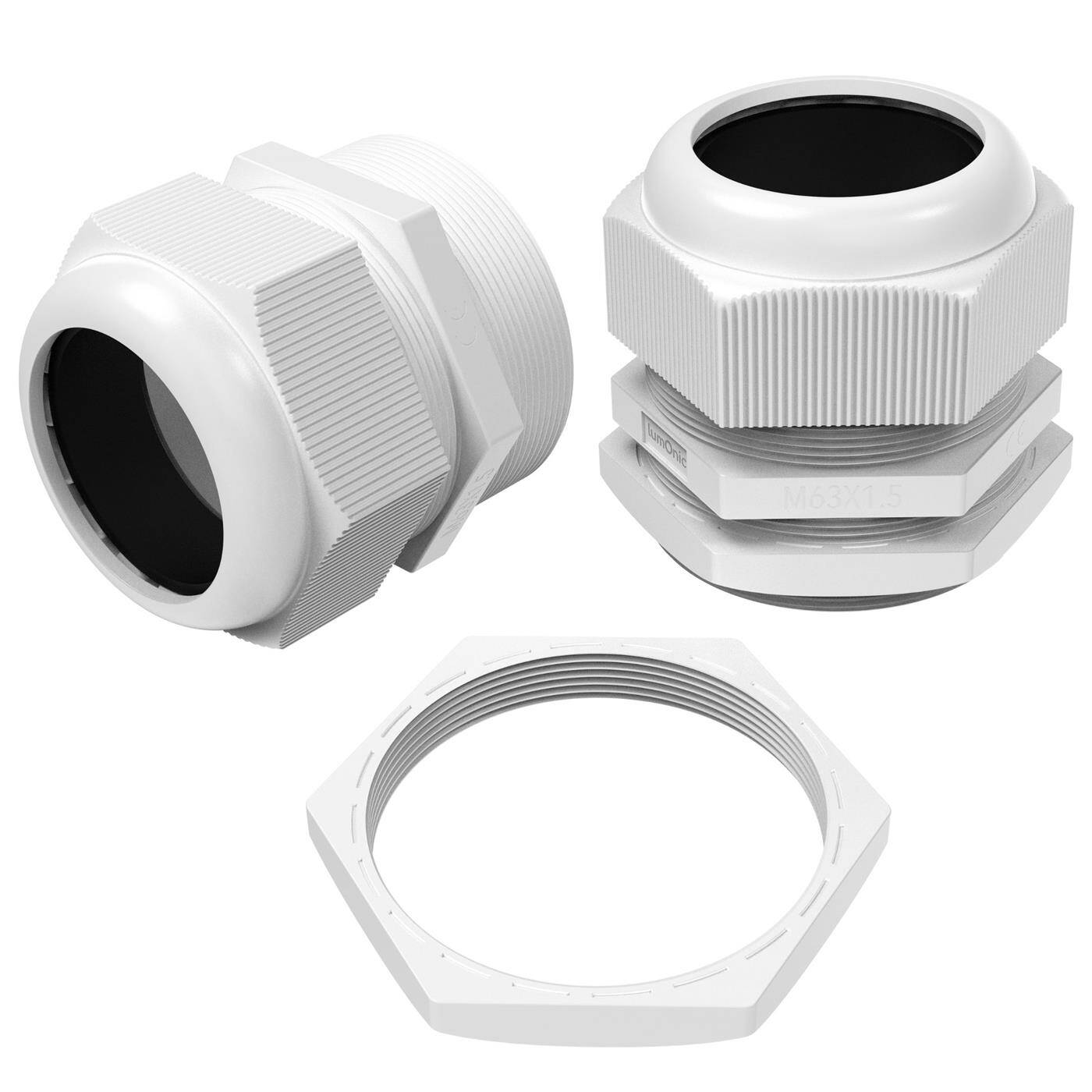 Lumonic 2x Kabelverschraubung M63 PG48 IP67 metrisch d37-44mm I Kabeldurchführung wasserdicht in grau I Verschraubungen, Schlauchdurchführung M63 PG48