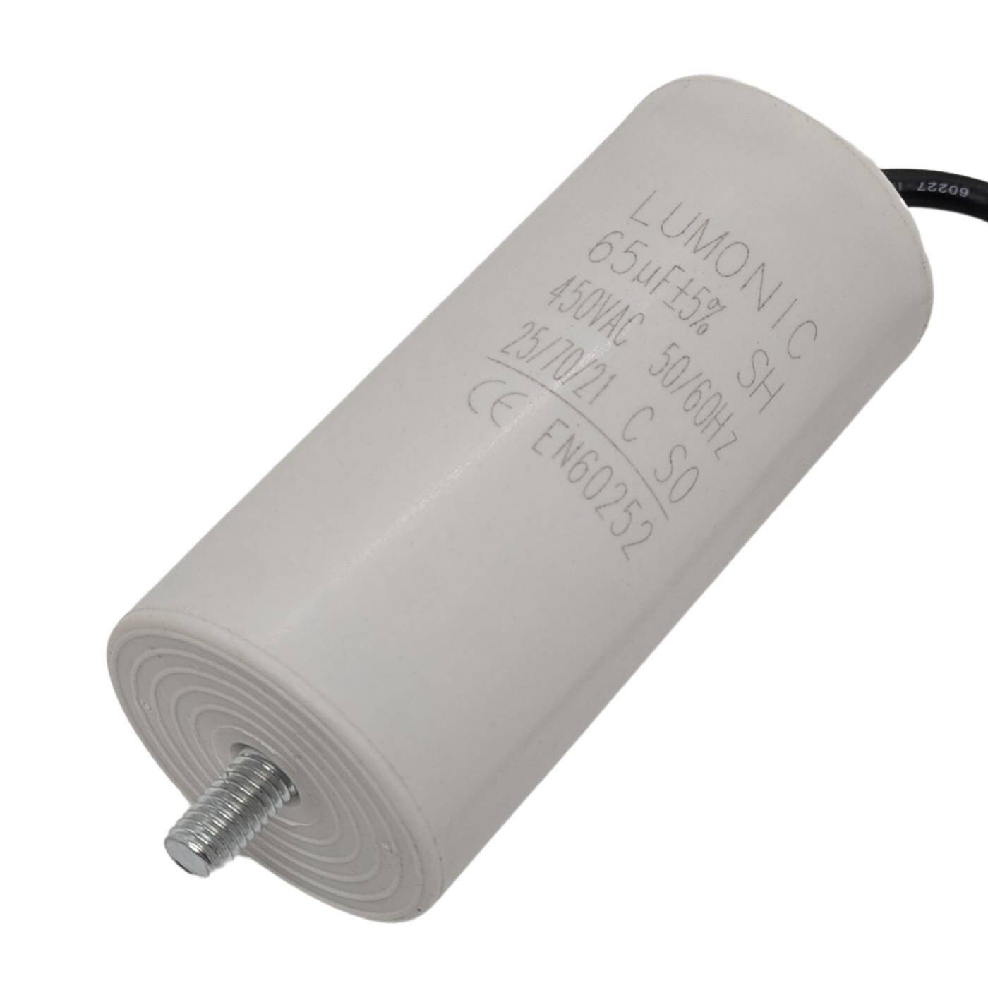 Starting capacitor 65µF 450V with Cable 25cm 50x110mm 65uF Motor capacitor with plastic housing