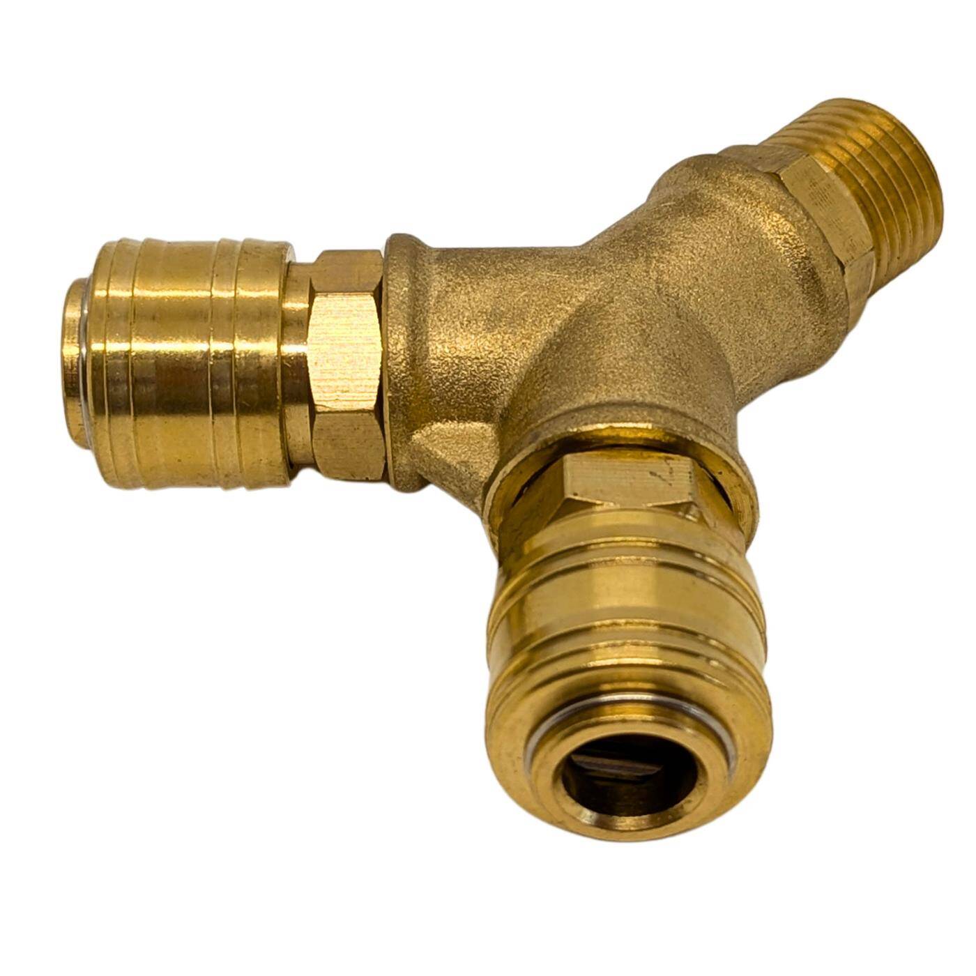Compressed air distributor 2-fold with external thread 1/2" made of brass Compressed air distributor Compressed air diverter Quick coupling Multiple distributor for workshops, businesses and DIY enthusiasts