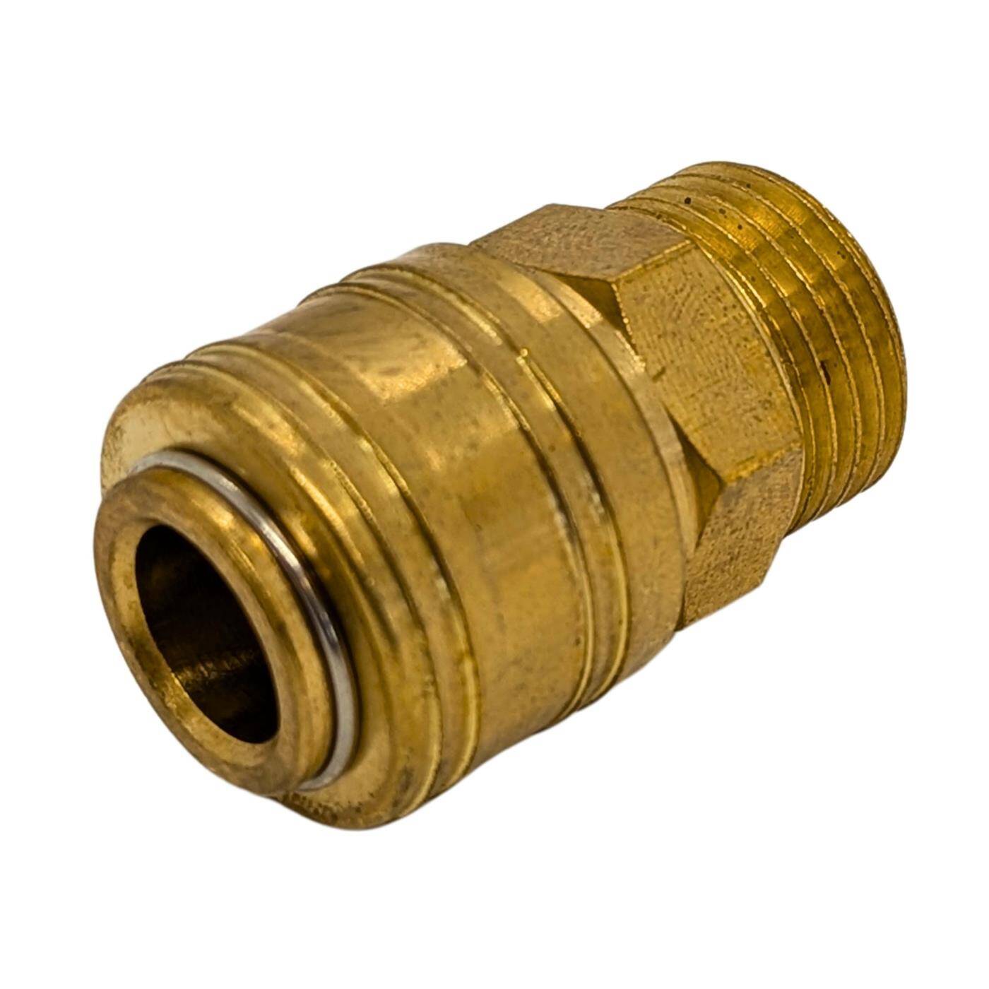 Coupling socket with external thread 1/2" made of brass Compressed air coupling socket Quick coupling for workshops, businesses and DIY enthusiasts
