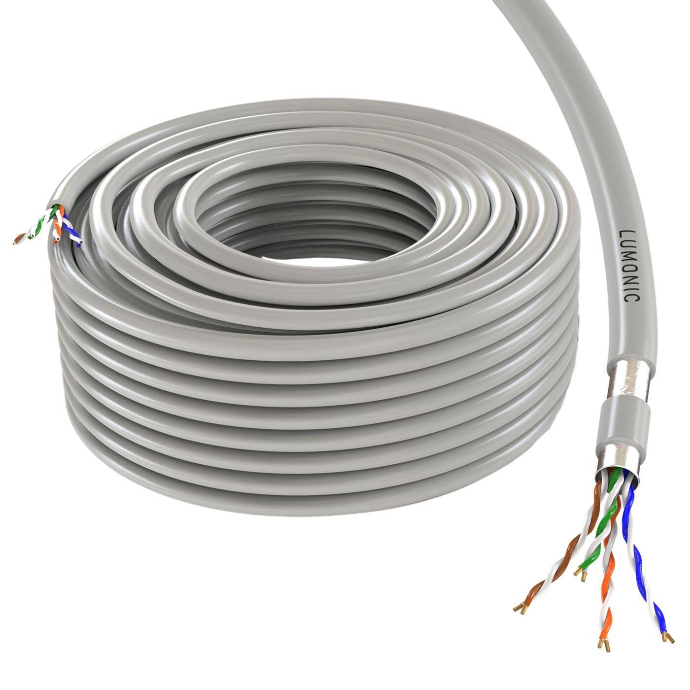 Lumonic LAN Netzwerkkabel 50m | LAN Kabel CAT5e F/UTP | Patchkabel  4x 2x AWG26/7 (verseilt) | 100MHz Gigabit Ethernet