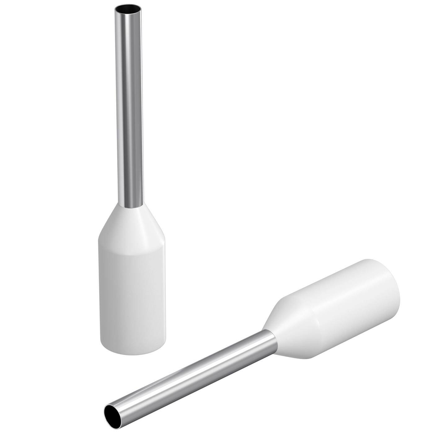 100x Aderendhülse isoliert 0,5mm² Weiß Kupfer verzinnt 1x8mm Hülse