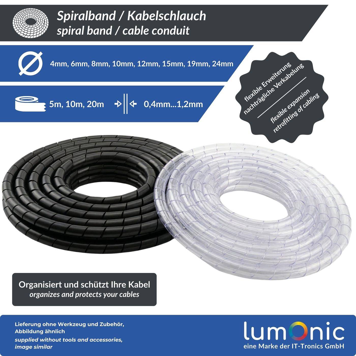 5m Spiralband 4mm (1,5-10mm) Kabelschlauch   Schlauch Schutz