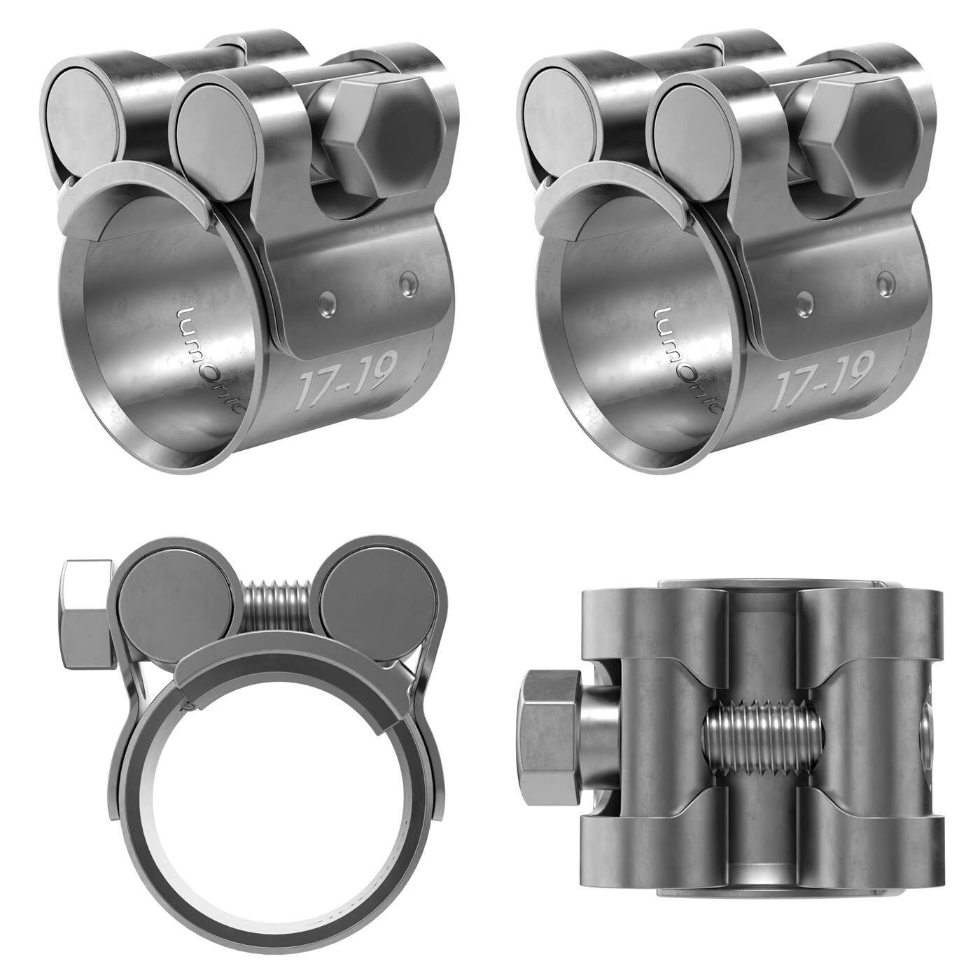 4x Lumonic Gelenkbolzenschelle Edelstahl 17-19mm V2A Auspuffschelle für Bau PKW LKW
