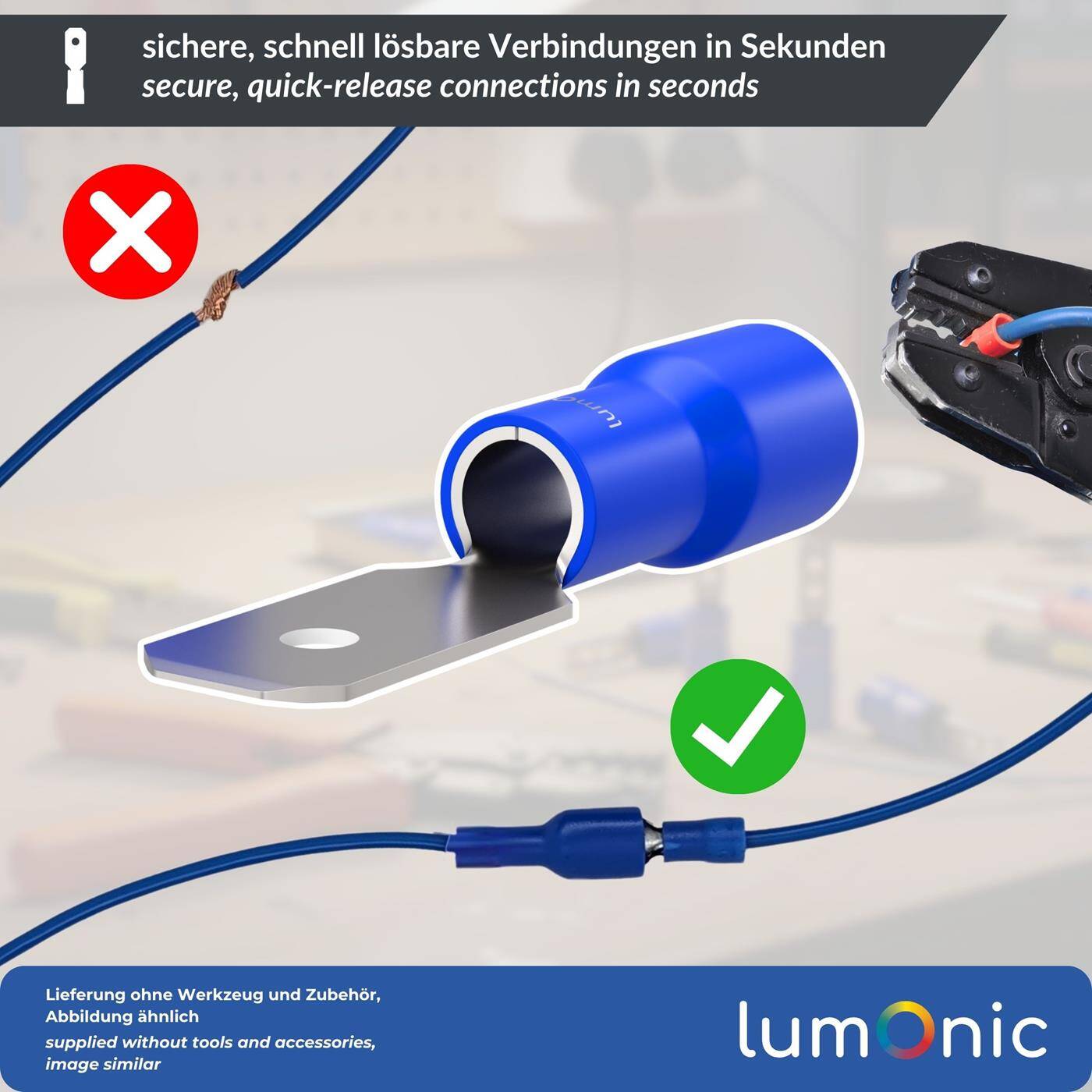 25x Flachstecker teilisoliert 1,5-2,5mm² Steckmaß 0,8x4,8mm Blau Steckverbinder Messing verzinnt