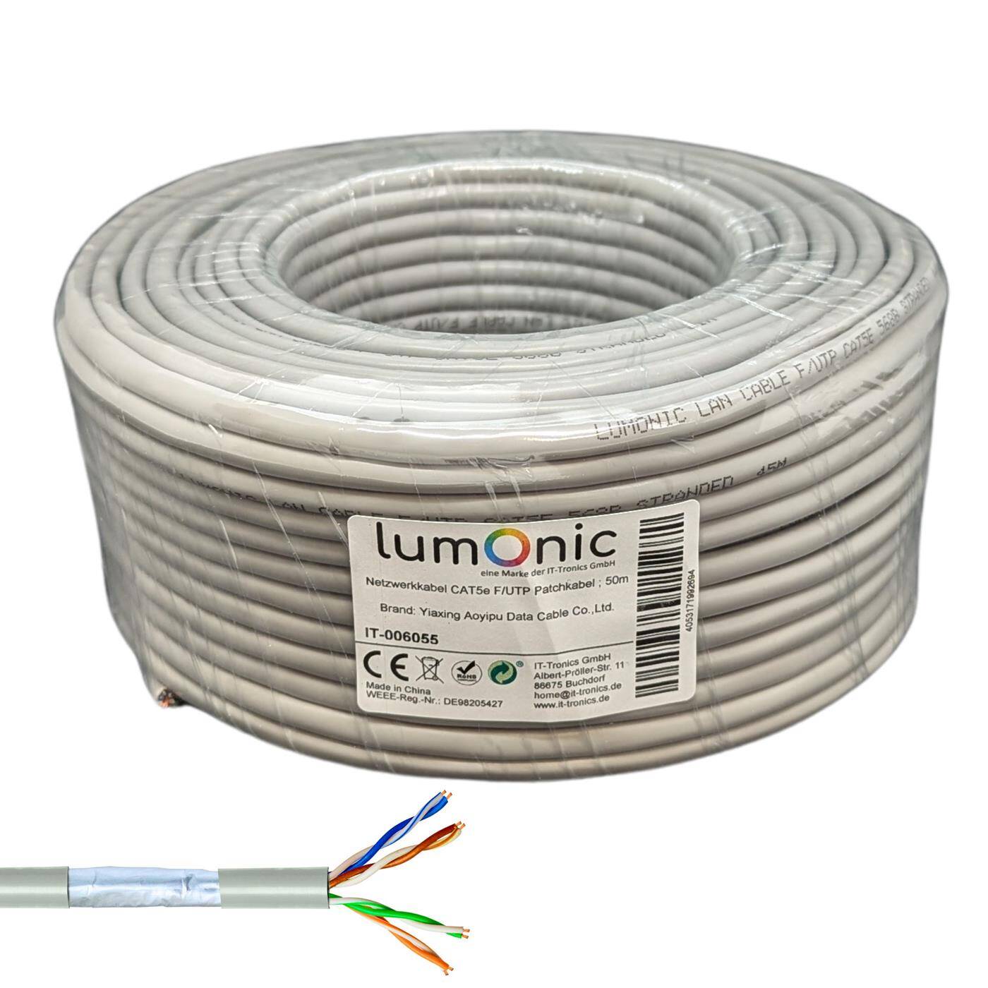 50m Netzwerkkabel Patchkabel CAT5e F/UTP Ethernet Kabel LAN Kabel CAT.5e