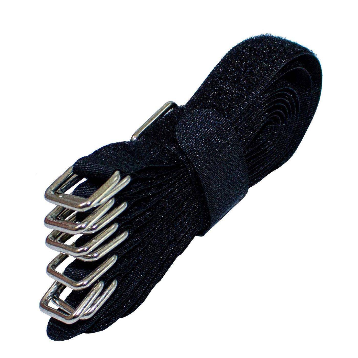 10x Hook + Loop Cable tie 200 x 20mm Black crossed Reusable Hook + Loop fastener