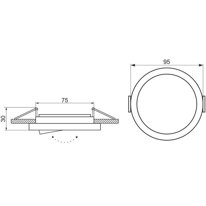 LED Installation frame Round 90x26mm Black Aluminium Swivelling Spot GU10 MR16 LED Installation frame Round 90x26mm Black Aluminium Swivelling Spot GU10 MR16