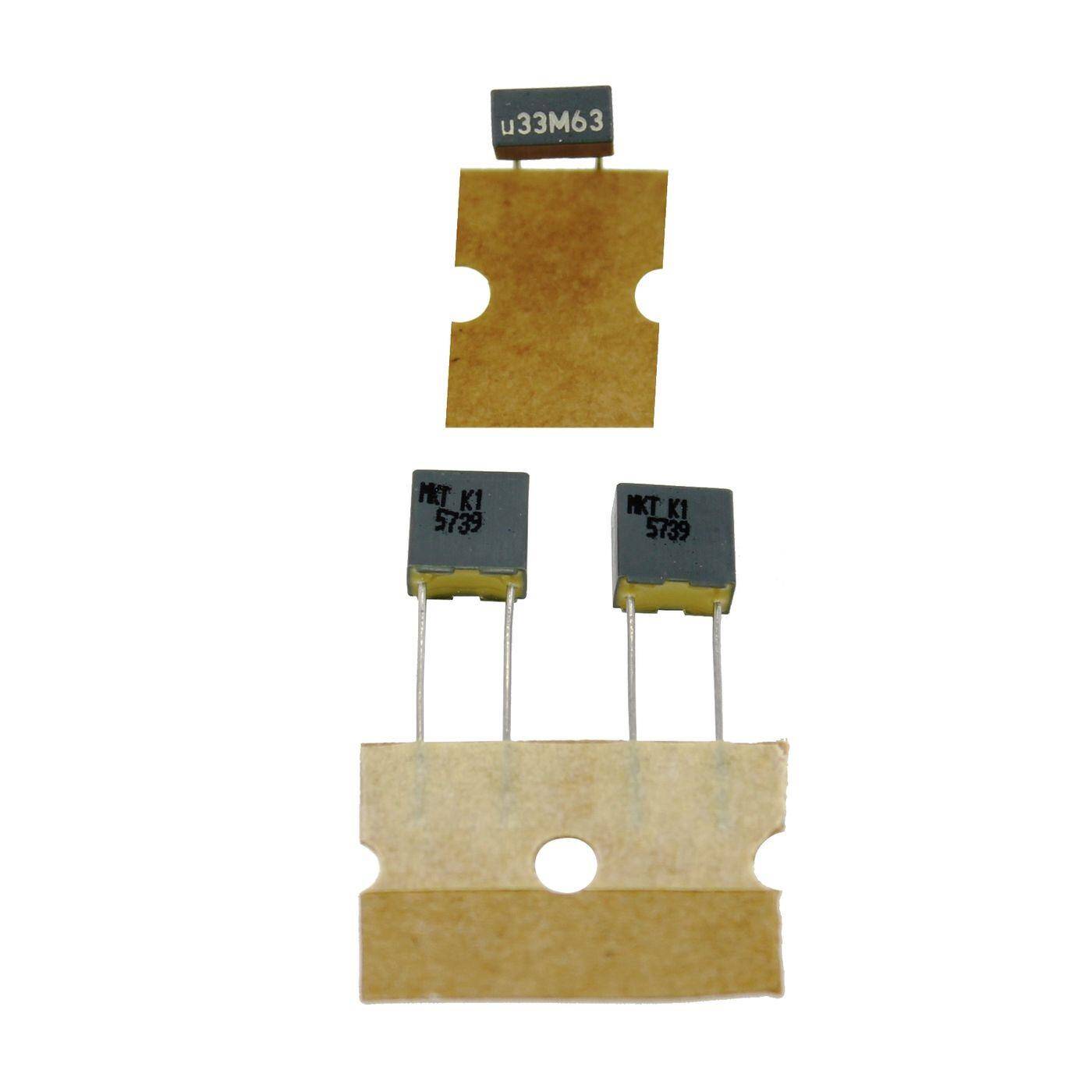 Arcotronics MKT Foil Capacitor | 0,33µF 63V DC I 2-Pin Connection I 2-Pin I 0,33uF, 330nF I Capacitor for crossover networks of loudspeakers or for interference suppression of electrical devices