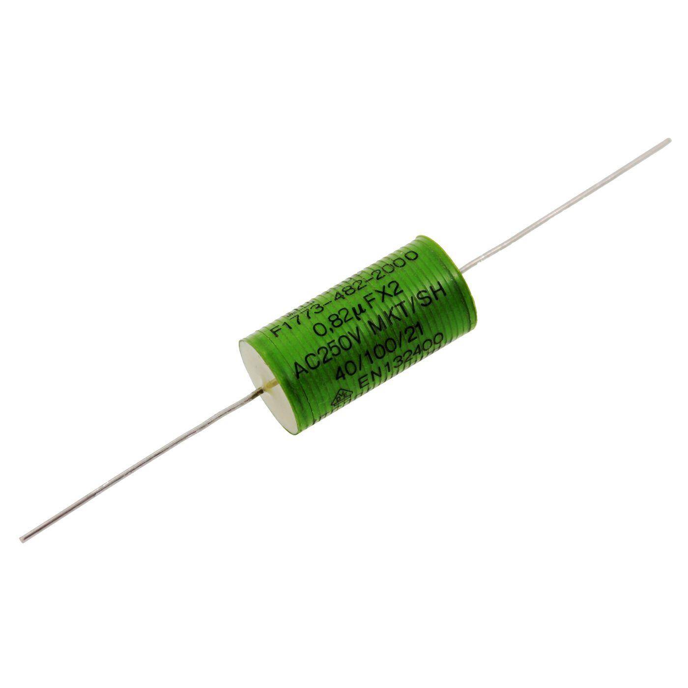 Vishay MKT Foil Capacitor | 0,82µF 253V AC I 2 connection cables I 2-Pin I 0,82uF, 820nF I EMC capacitor I Capacitor against flickering | for household appliances, power tools, building technology, industrial applications, LED
