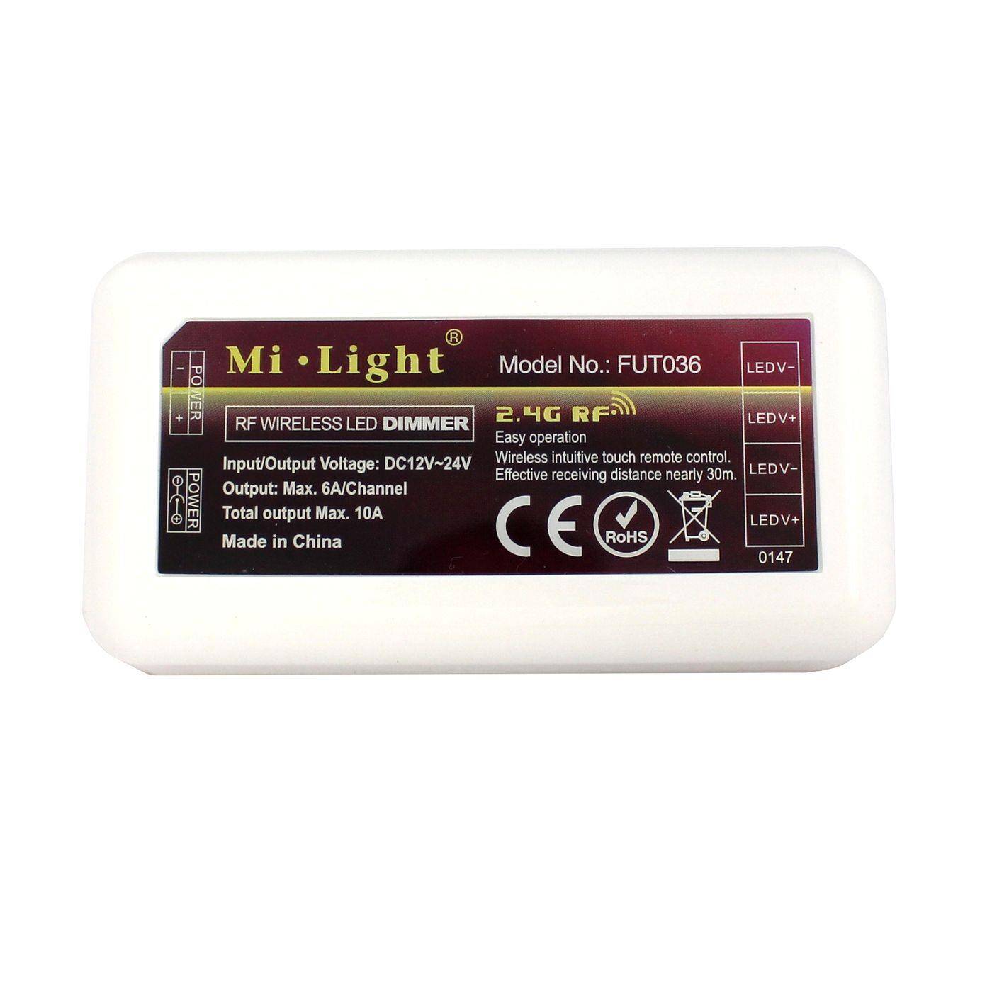 MiLight MiBoxer LED 4-Zone Empfänger 12...24V 240W WLAN + RF 2,4GHz Controller 2-Pin; einfarbig