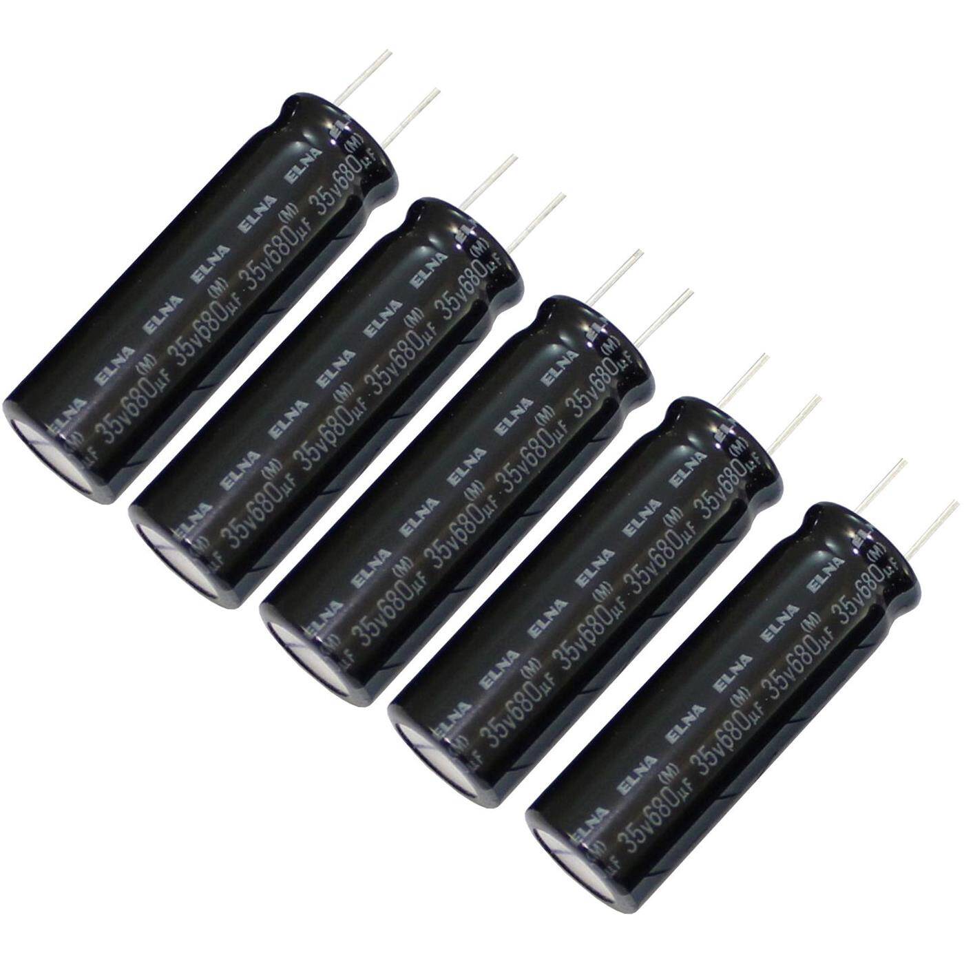 Elko Kondensator Radial 680µF 35V | Elektrolytkondensator bis zu einer Temperatur von 105°C | 10x30mm | 680uF RJF-35V681MH7#N-F49 Elna