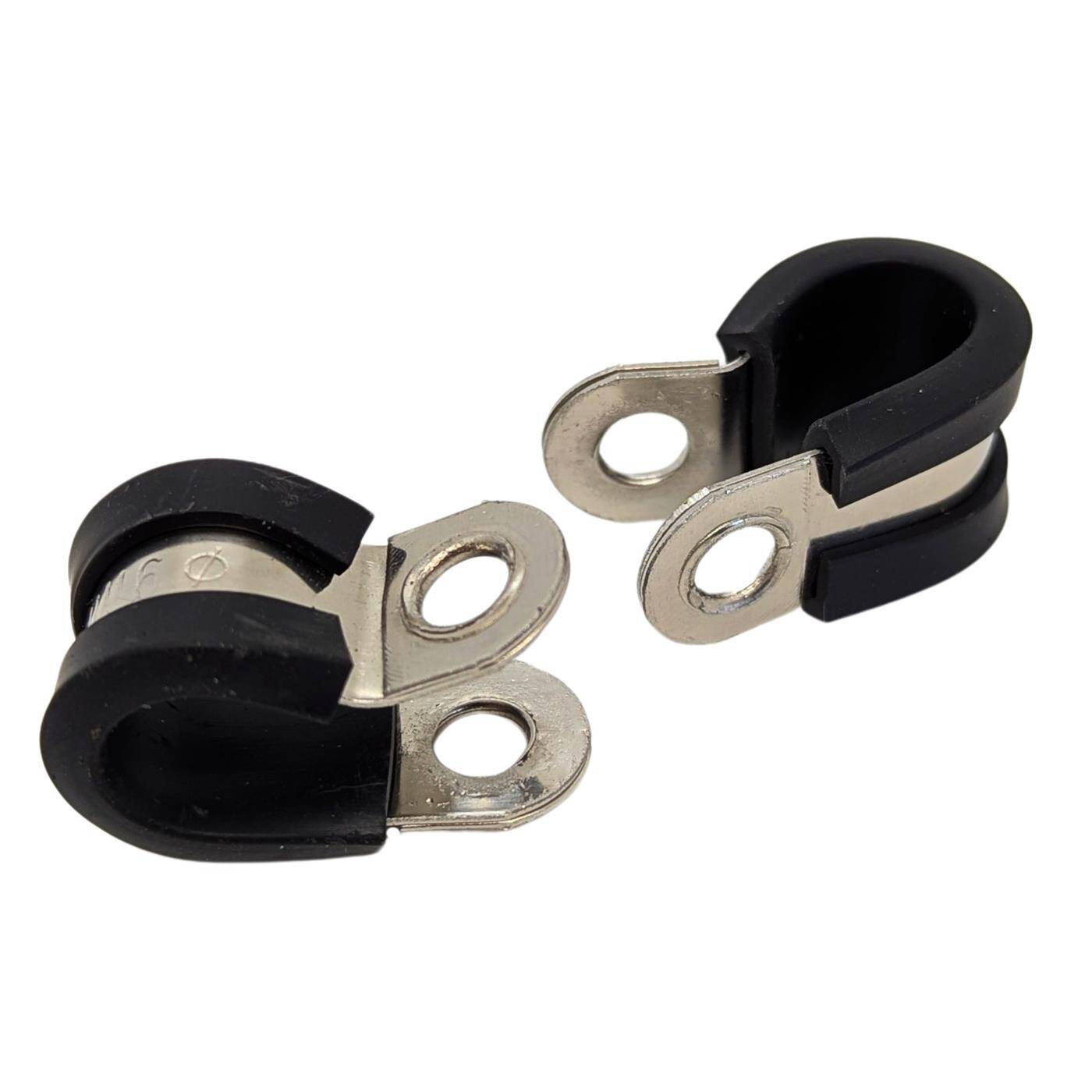 5x P-Clip Cable clamp Stainless steel V2A with Rubber 9mm Pipe clamp Mounting clip