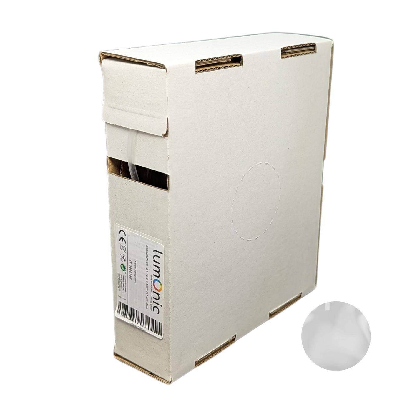 11,5m Heat shrink tubing Box 2:1 3,2 -> 1,6mm Transparent Flexible