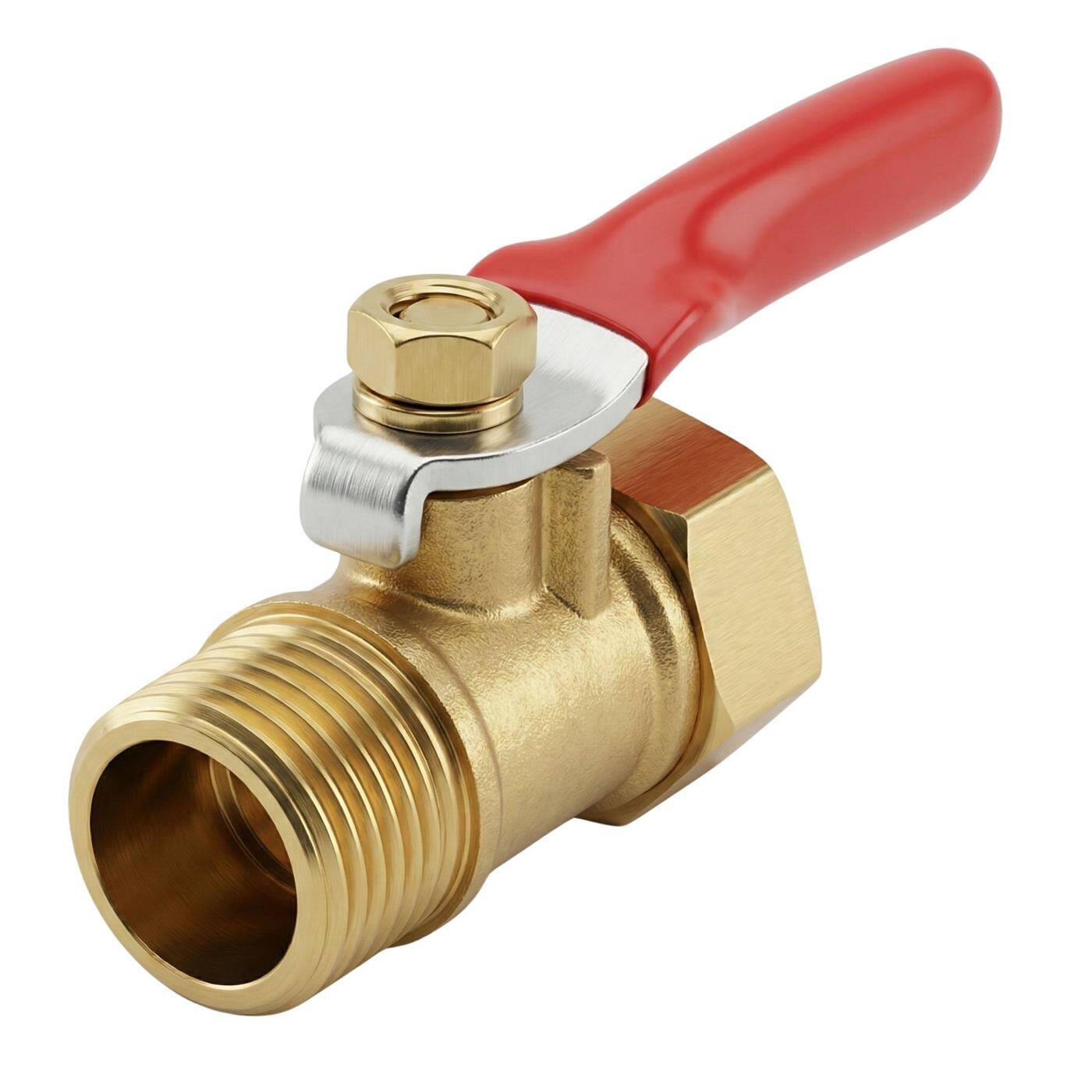 Lumonic I Ball valve round with lever handle I 3/8 Customs I Internal thread + External thread I Corrosion-resistant brass I Stopcock I for compressed air I Workshop