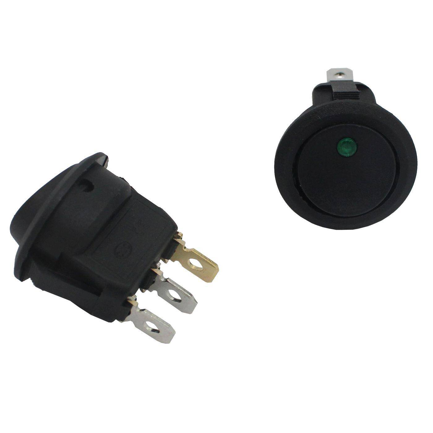 5x Off switch 1pole 12V 16A d=23mm Black Rocker switch