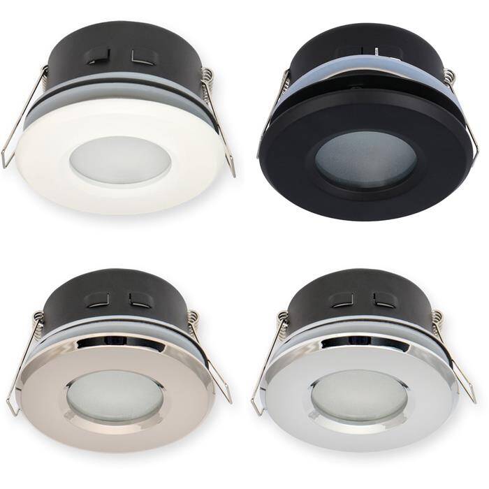 LED Einbaurahmen Bad Feuchtraum Rund IP44 83x55mm Weiß Aluminium Schwenkbar Spot GU10 MR16 LED Einbaurahmen Bad Feuchtraum Rund IP44 83x55mm Weiß Aluminium Schwenkbar Spot GU10 MR16