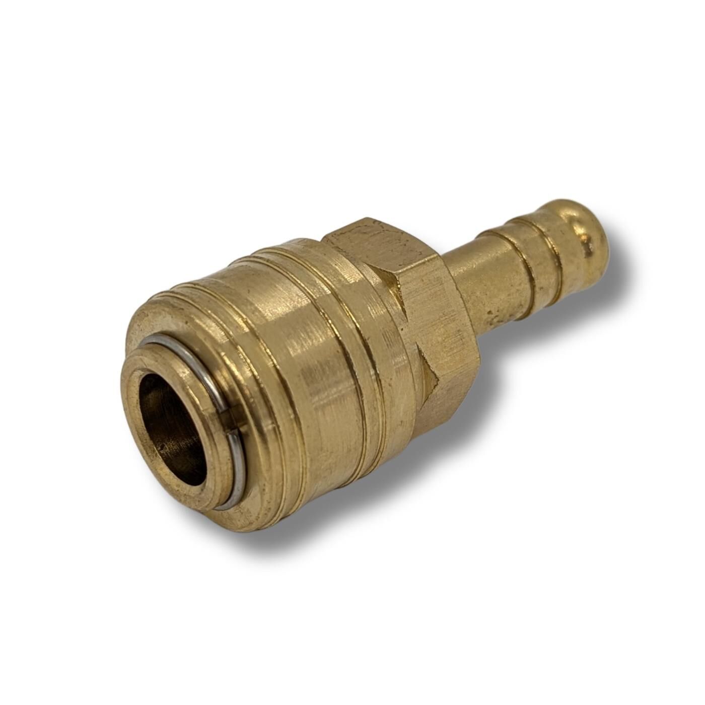 Coupling socket with hose nozzle I for 9mm hose I made of brass I Compressed air coupling socket I Quick coupling I for workshops, businesses and DIY enthusiasts