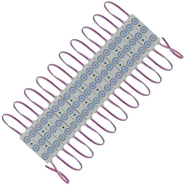 LED Modul Kette Kalt Weiß 6500K 12V 1,5W 125mA IP65 3x LED pro Modul 88,5x17,5mm