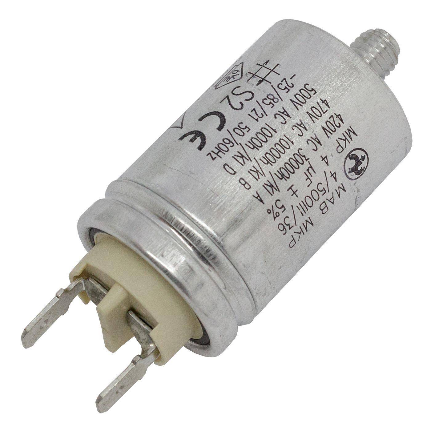 Lumonic Anlaufkondensator Hydra MKP-500 4-A inkl. Stecker 6,3x0,8mm | Motorkondensator 4µF 470V 30x48mm I Kondensator mit hochwertigem Metallgehäuse