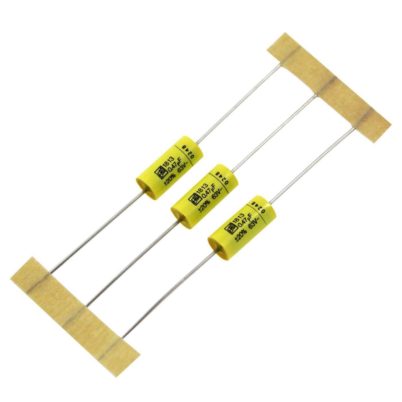 Vishay MKT Foil Capacitor | 0,47µF 63V DC I 2-Pin Connection I 2-Pin I 0,47uF, 470nF I Capacitor for crossover networks of loudspeakers or for interference suppression of electrical devices