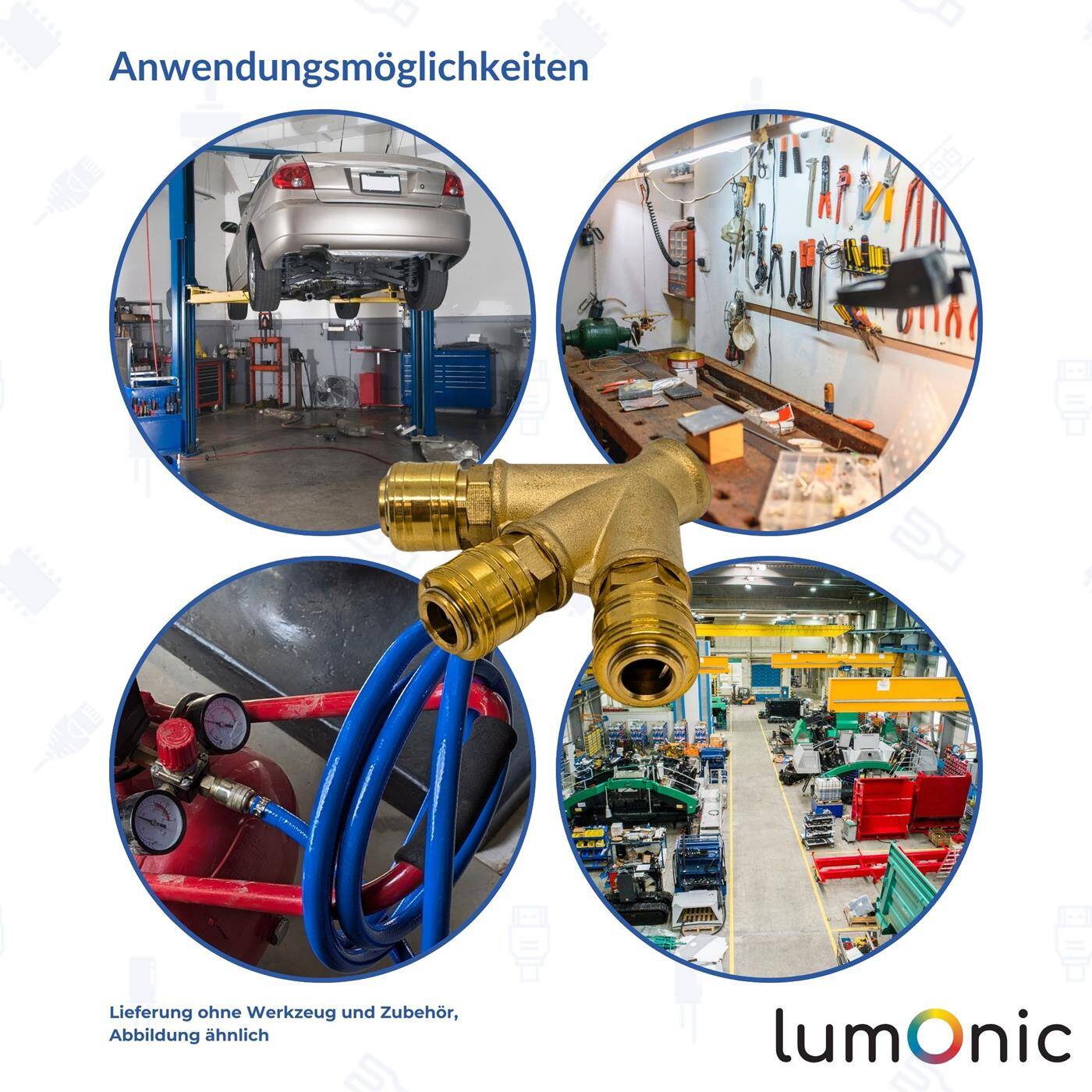 Compressed air distributor 3-fold with external thread 1/2" made of brass Compressed air distributor Compressed air diverter Quick coupling Multiple distributor for workshops, businesses and DIY enthusiasts