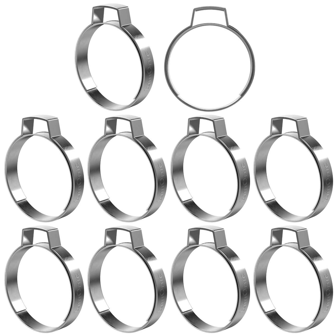 Lumonic I 10x 1-Ohr-Schelle 34,4-37,6mm I V2A Edelstahl I Einohrschelle I Schlauchschelle I für Druckluft, Rohrsysteme, Garten, KFZ