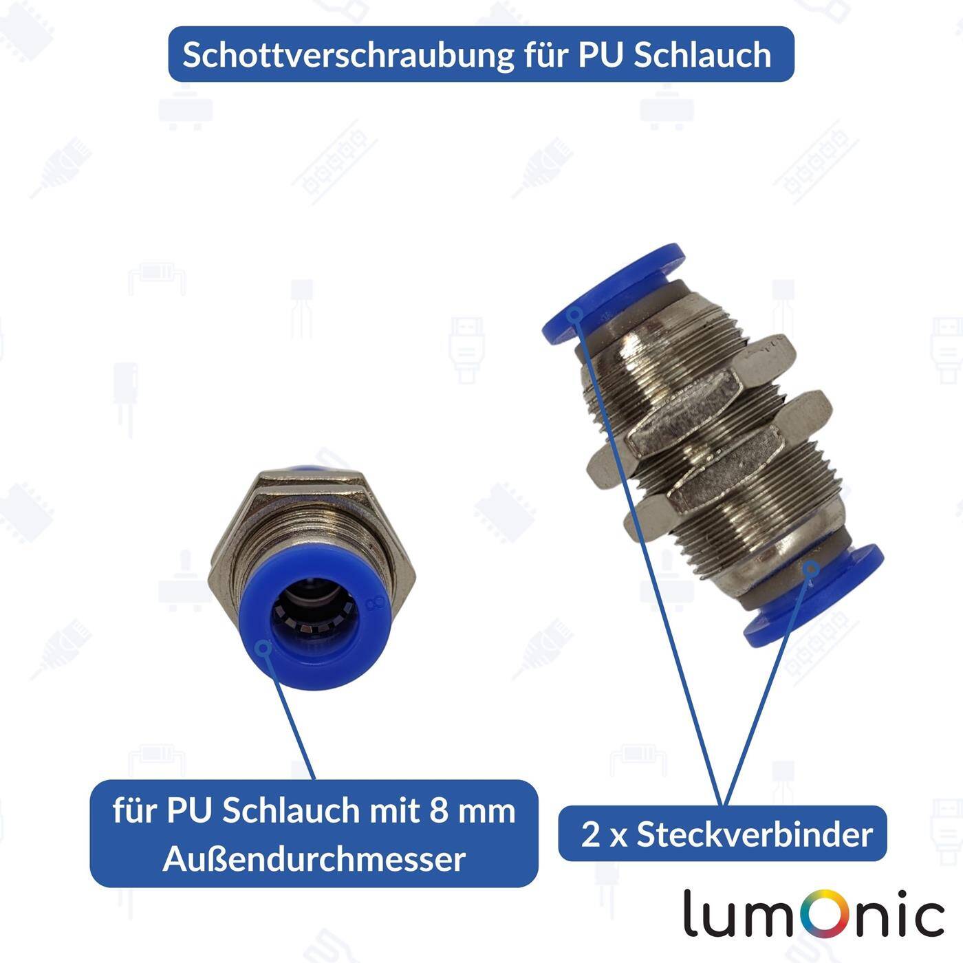 PU conduit bulkhead fitting with plug connector 8mm Bulkhead Fitting Pneumatic plug connector Fitting Compressed air