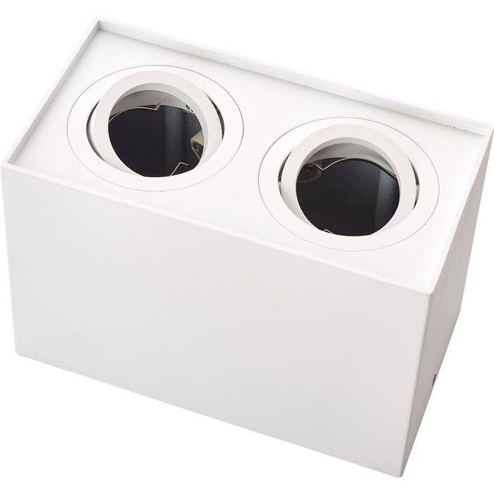 LED Aufbaurahmen Twin Quadratisch 175x95x125mm Weiß Aluminium Schwenkbar Spot GU10 MR16 LED Aufbaurahmen Twin Quadratisch 175x95x125mm Weiß Aluminium Schwenkbar Spot GU10 MR16