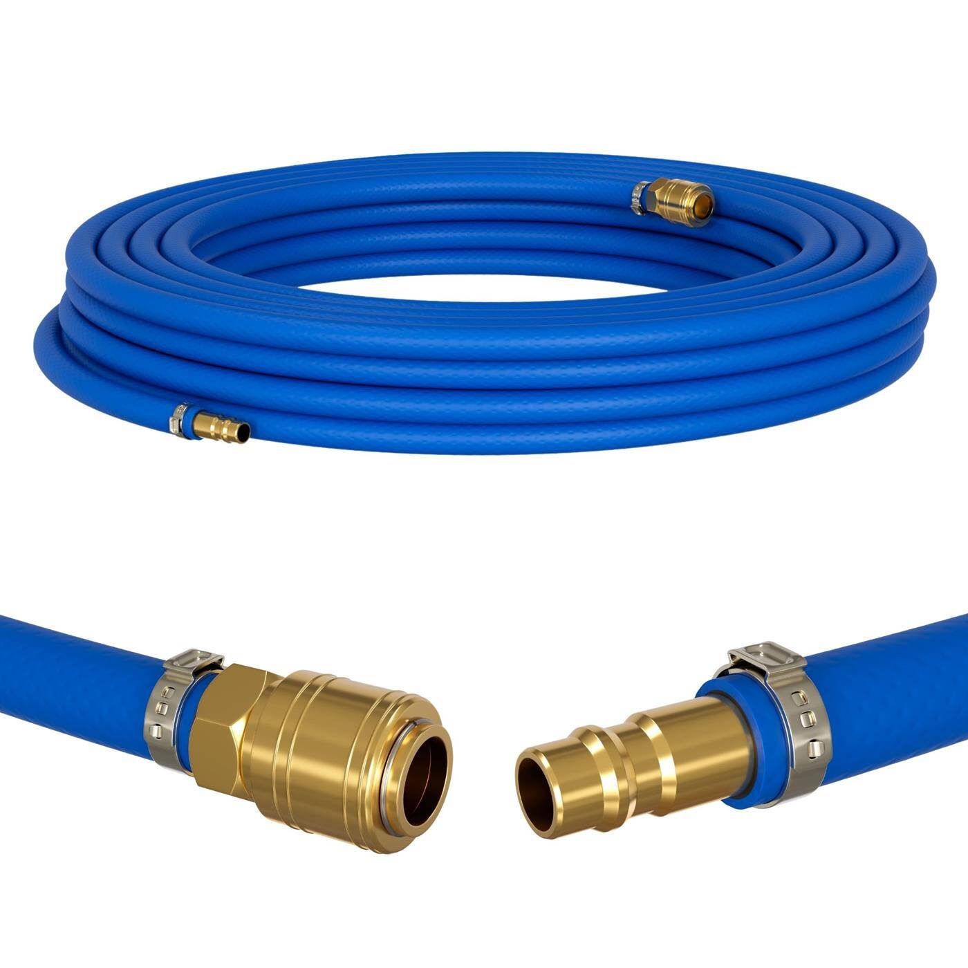 5m Druckluftschlauch mit Schnellkupplung 13mm PVC Druckluftverlängerung Dose & Stecker fertig konfektioniert flexibel, abriebfest und gewebeverstärkt