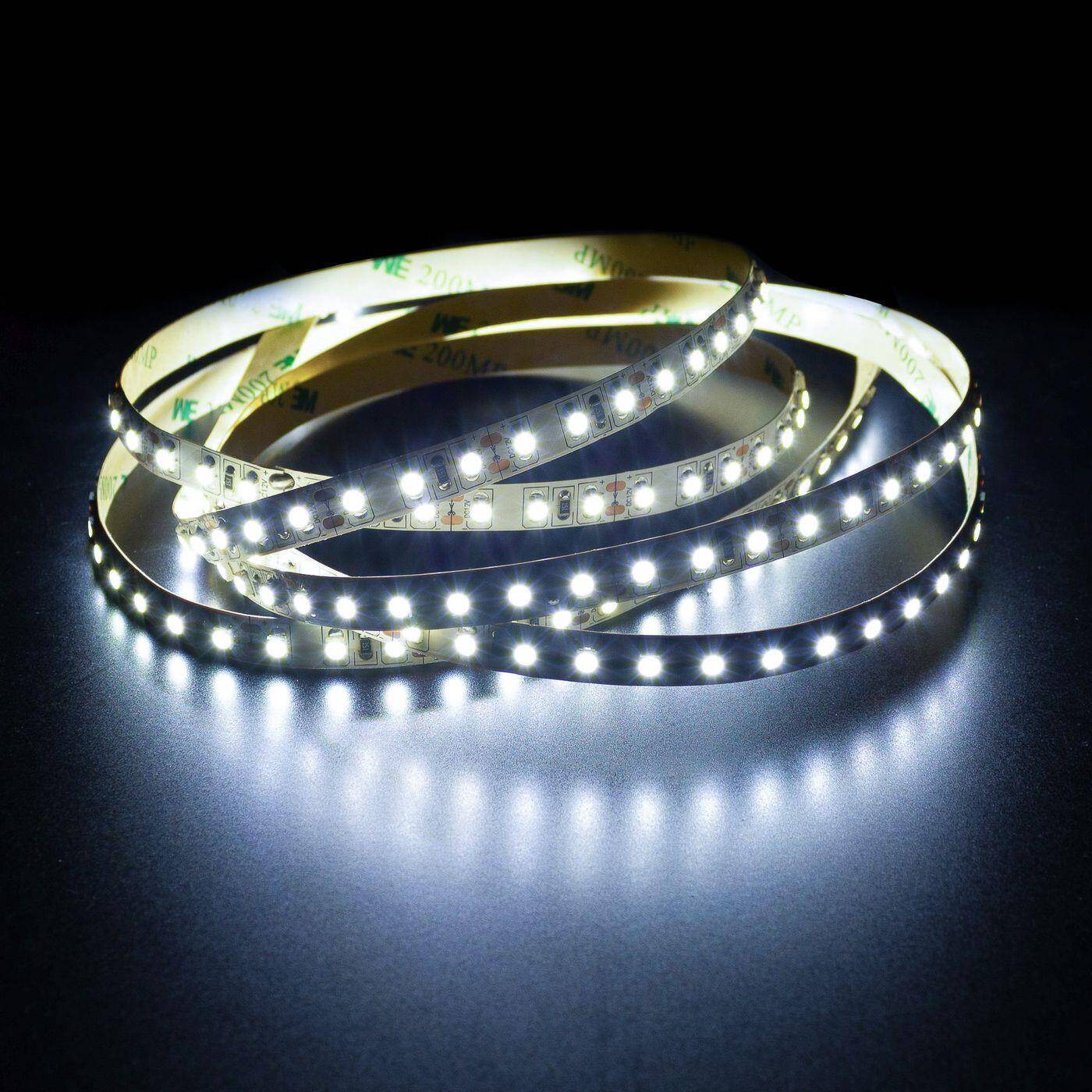 5m (500cm) LED Streifen Band Leiste 12V Kalt Weiß 6000K IP20 600LEDs 120LED/m SMD3528