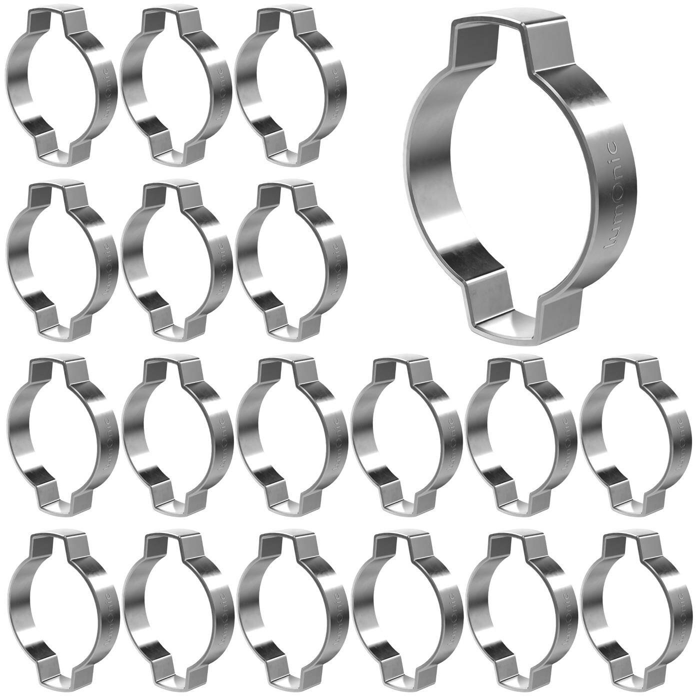 20x 2-ear clip 31-34mm V2A Stainless steel Two-ear clamp Hose clamp for Compressed air, Pipe systems, Garden, CAR