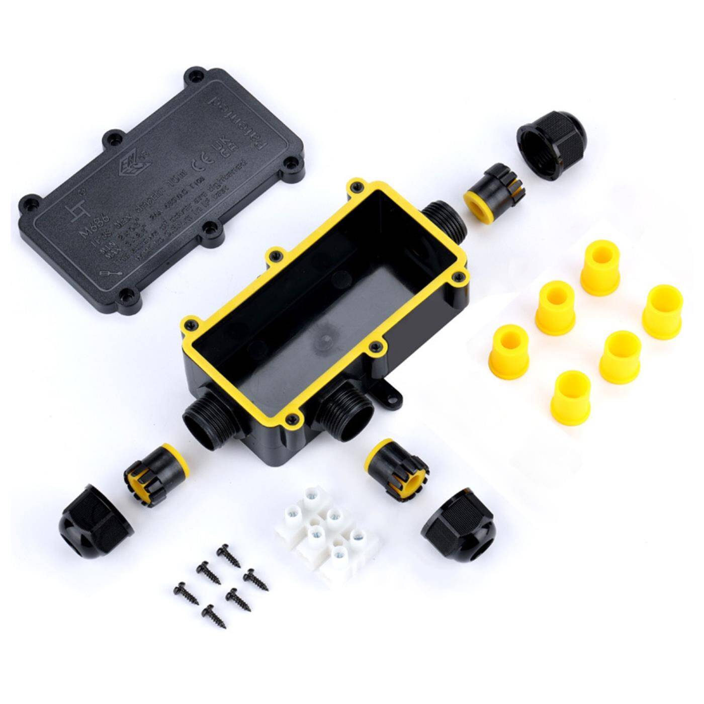 3-way L junction box watertight IP68, Fast, secure cable distribution, for cables 0.5-2.5mm², UV-resistant, -40°C to+ 105°C, Junction box for outdoor, garden, underground cable